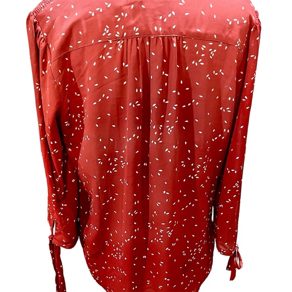 Monday Fun Rust Top with Smocked Shoulders & Lorane Tie 3/4 Length Sleeve - Picture 2 of 9